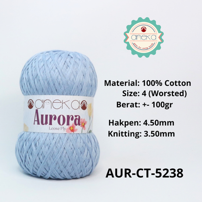 KATALOG - Benang Rajut Knitting Aurora Katun / Single Color Loose Ply Crochet Yarn