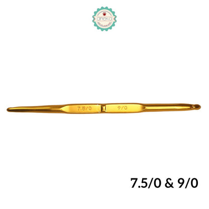 PCS - Hakpen (Alat/Jarum Rajut) Tulip Gold / Double Pointed Crochet Hooks Alumunium