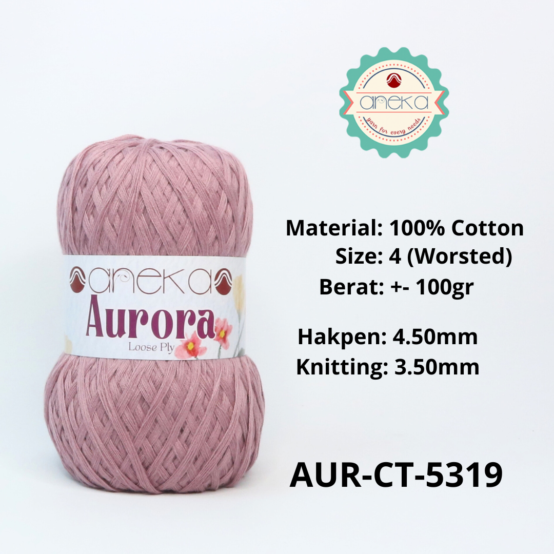 KATALOG - Benang Rajut Knitting Aurora Katun / Single Color Loose Ply Crochet Yarn