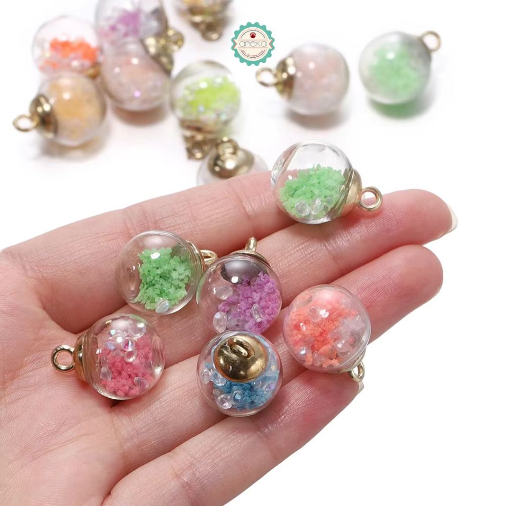 ANEKA - [5PCS] Charm Bola Kristal / Liontin / Pendant /  Luminous Transparent Glass Ball DIY Accesories