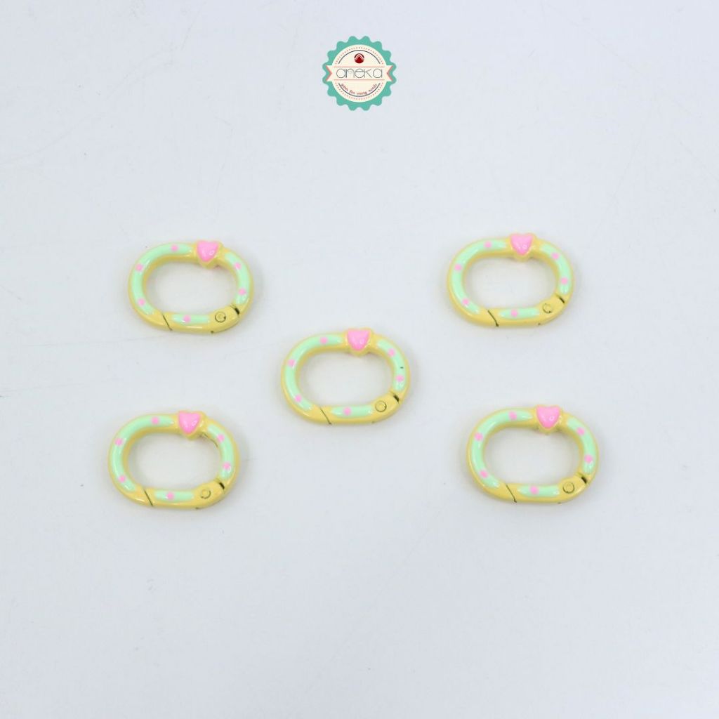 ANEKA - [5PCS] Kait Carabiner Oval Motif Polkadot Warna / Oval Ring Clasp Spring Gate Keychain Premium