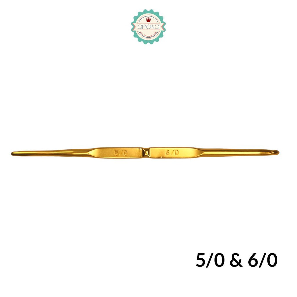 PCS - Hakpen (Alat/Jarum Rajut) Tulip Gold / Double Pointed Crochet Hooks Alumunium