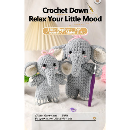 ANEKA - Kit Rajut Gajah Pita Pink / Elephant with Pink Ribbon Crochet Kit DIY / Pemula / Alat Rajut Set