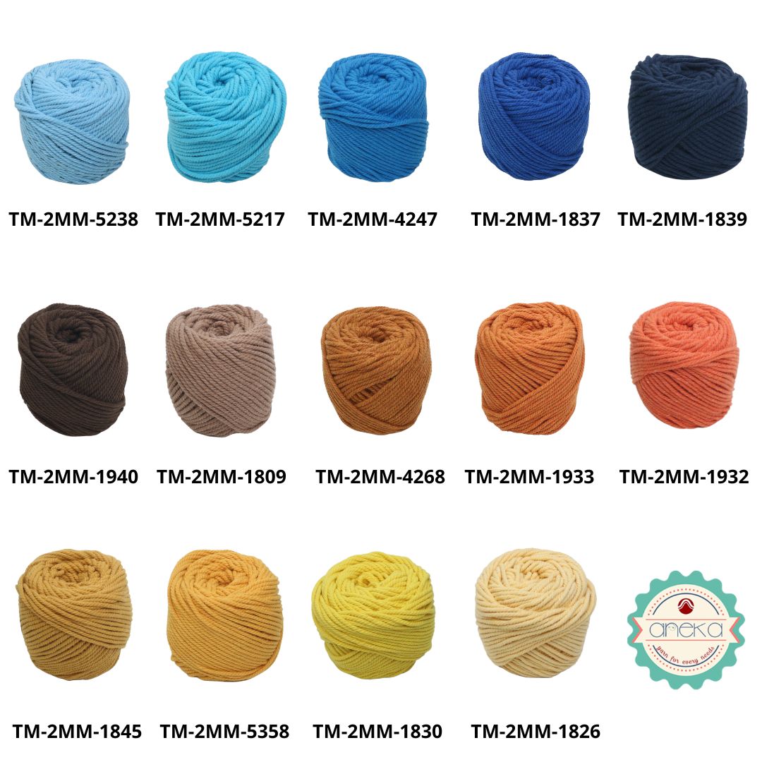 KATALOG - [100gr - 2mm] Benang Tali Katun Makrame Warna / Macrame Cotton Rope