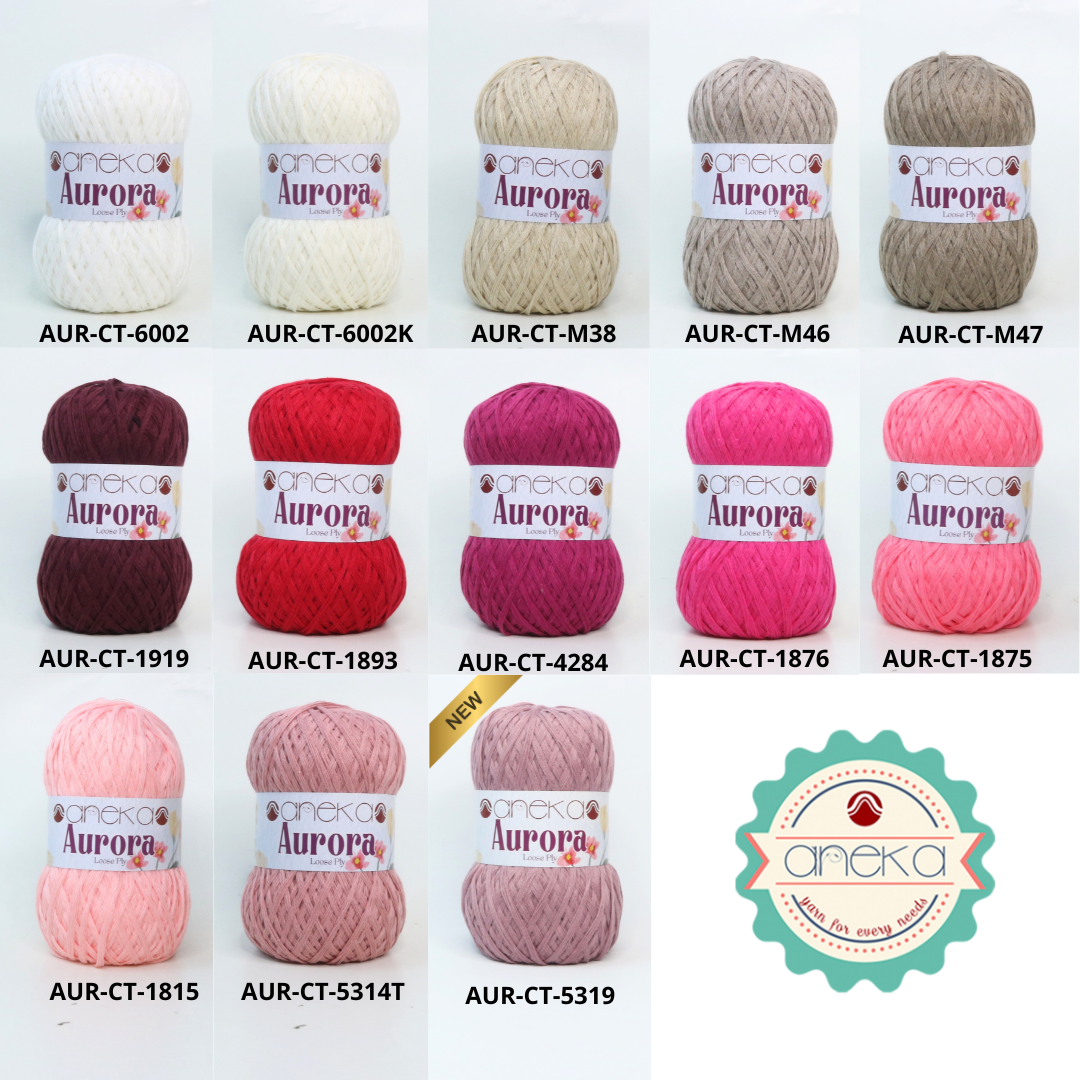 KATALOG - Benang Rajut Knitting Aurora Katun / Single Color Loose Ply Crochet Yarn