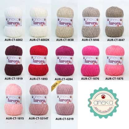KATALOG - Benang Rajut Knitting Aurora Katun / Single Color Loose Ply Crochet Yarn