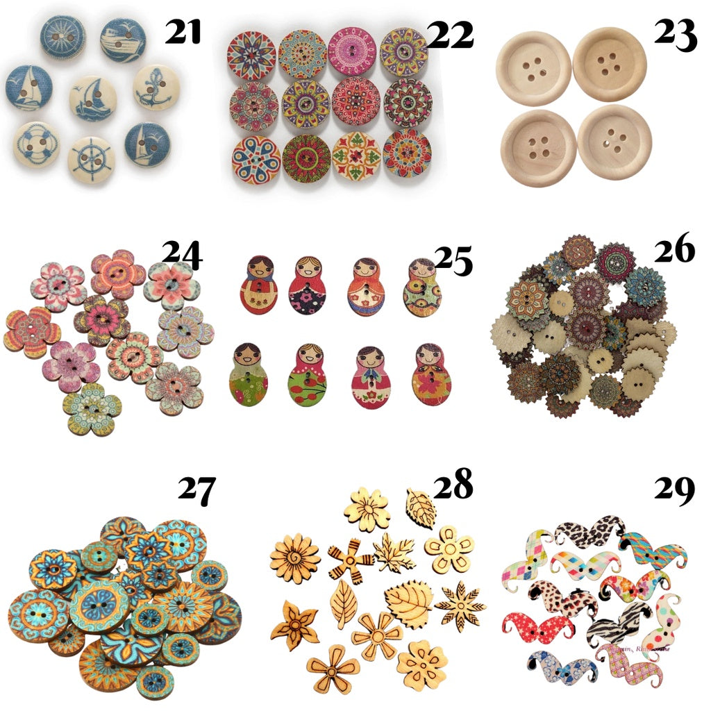 ANEKA - [5PCS] Kancing Kayu / Wooden Button Seri Natural