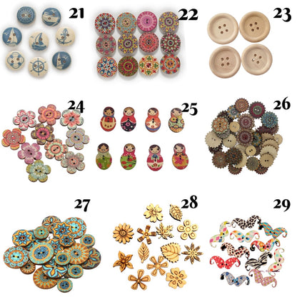 ANEKA - [5PCS] Kancing Kayu / Wooden Button Seri Natural