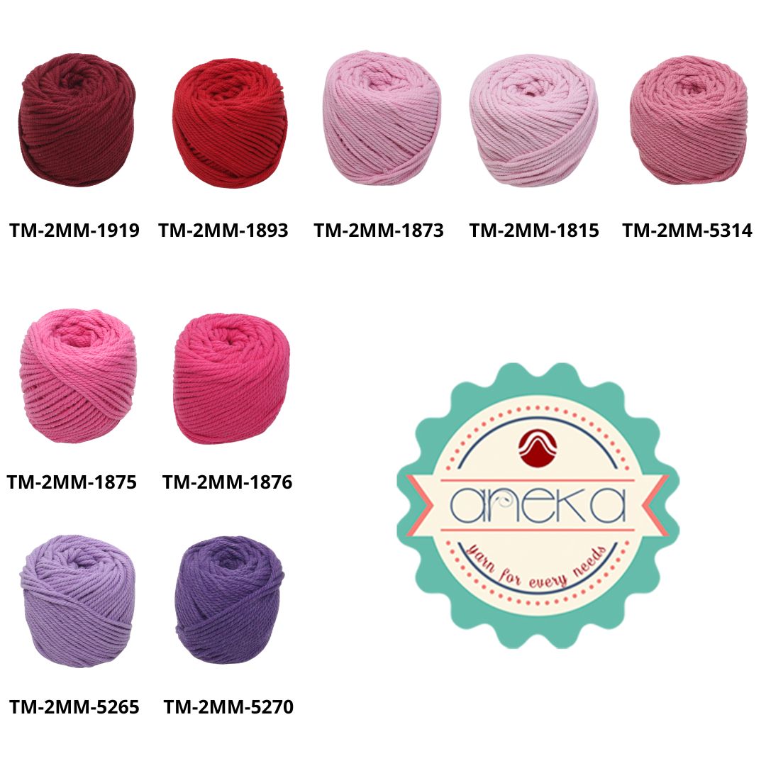 KATALOG - [100gr - 2mm] Benang Tali Katun Makrame Warna / Macrame Cotton Rope