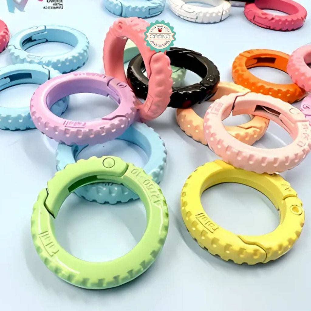 ANEKA - [5PCS] Kait Buka Tutup Carabiner Bulat Ulir / Colorful Lobster Key Clasps Snap Hook Open Round Premium