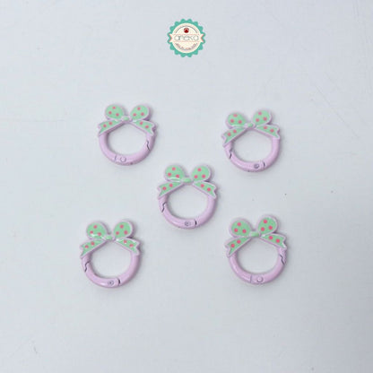 ANEKA - [5PCS] Kait Carabiner Bentuk Bulat Pita Polkadot / Keychain Ring Bow Premium