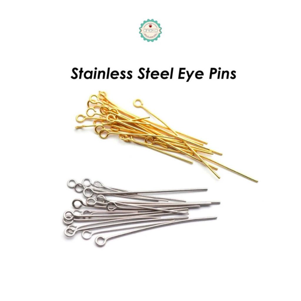 ANEKA - [14gr / +- 100PCS] Paku Manik / Kerajinan /  Flat Round Ball Eye Head Metal Pins Jewelry Accessories