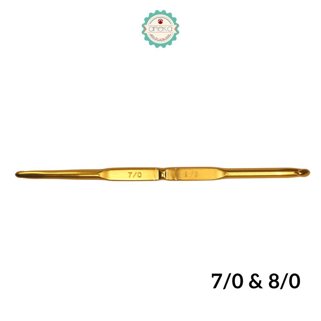 PCS - Hakpen (Alat/Jarum Rajut) Tulip Gold / Double Pointed Crochet Hooks Alumunium