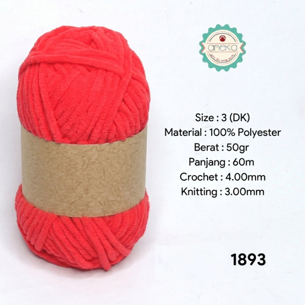 KATALOG - [GRADE B] Benang Rajut Mini Chenille / Crochet Knitting Yarn