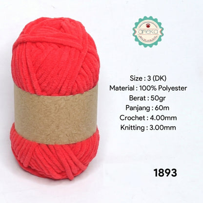 KATALOG - [GRADE B] Benang Rajut Mini Chenille / Crochet Knitting Yarn