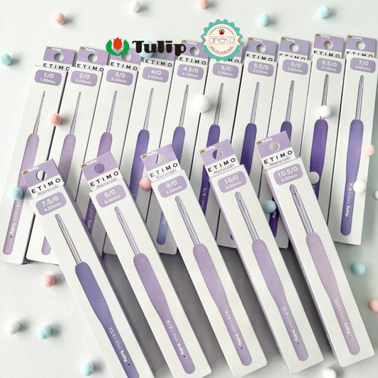 TULIP - [PCS] Alat Rajut Hakpen Etimo Murasaki /  Lavender Crochet Hook with Cushion Grip
