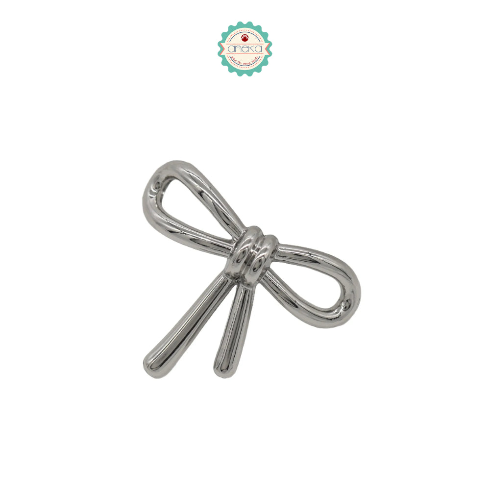 ANEKA - [5 PCS] Kancing Baju Bentuk Pita / Simple Bow Metal Button Knots