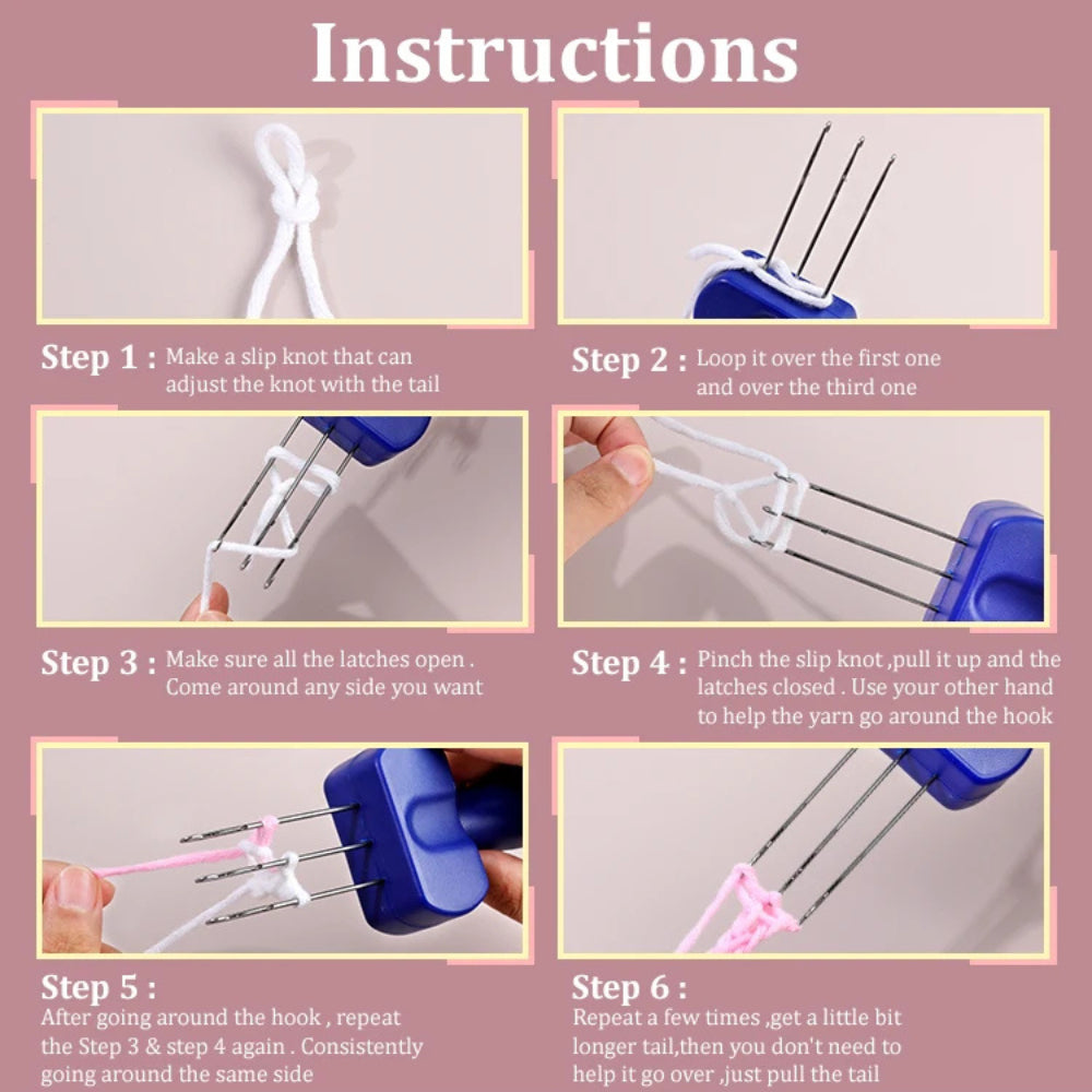 ANEKA - Latch Hook / I-Cord Knitting Tool / Latch Needle Crocheting Tool for Binding / Portable Cord Knitting