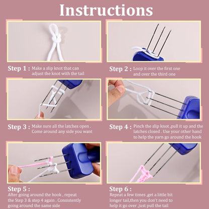 ANEKA - Latch Hook / I-Cord Knitting Tool / Latch Needle Crocheting Tool for Binding / Portable Cord Knitting