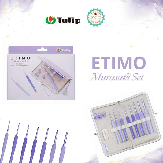 TULIP - [SET] Alat Rajut Hakpen Etimo Murasaki /  Lavender Crochet Hook with Cushion Grip