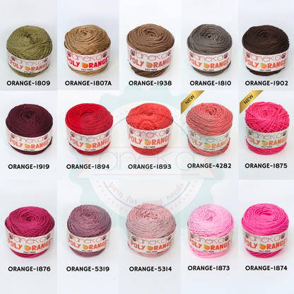 KATALOG - Benang Rajut Poly Orange / PolyThick / Polyester Crochet Knitting Yarn