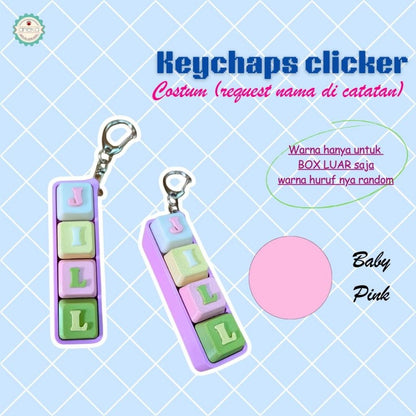 KATALOG - 3D Print Fidget Clicker Keyboard Keychain Name / Gantungan Kunci Klik Penghilang Stress