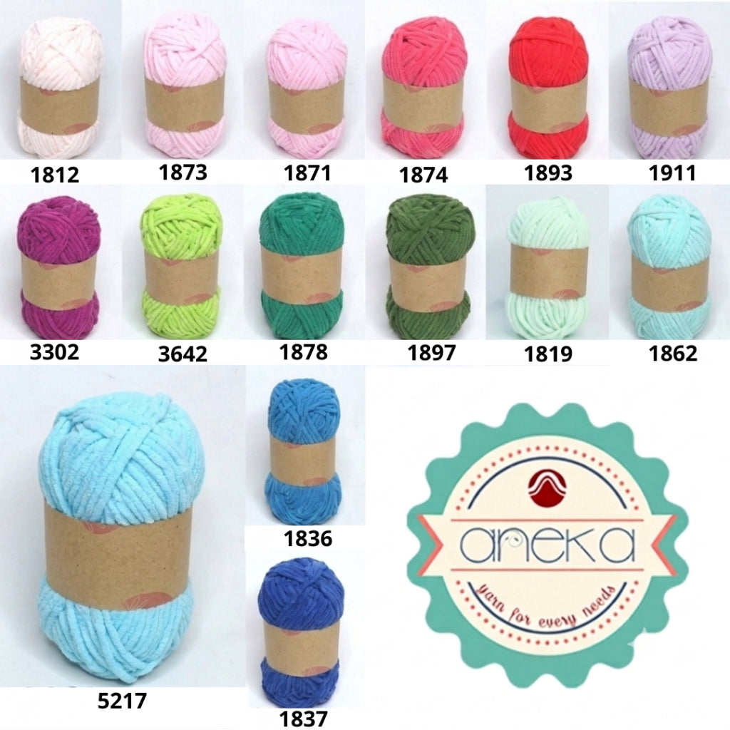 KATALOG - [GRADE B] Benang Rajut Mini Chenille / Crochet Knitting Yarn