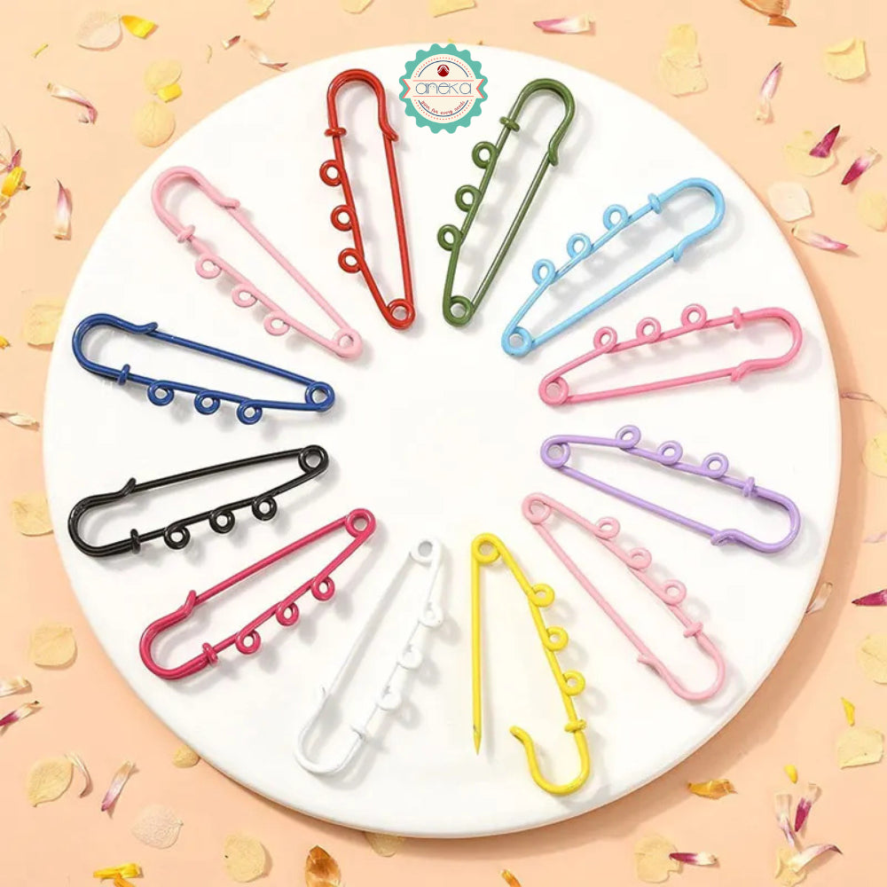 KATALOG - [5PCS] Peniti Kait Warna / Metal Large Safety Pin Brooch Blank Base / Holes Fasteners for DIY Craft Jewelry Making Supplies
