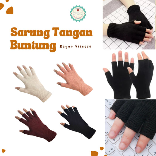 KATALOG - Sarung Tangan Jari Buntung Premium Rayon Viscose / Knitt Gloves Best Quality