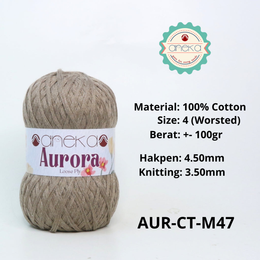 KATALOG - Benang Rajut Knitting Aurora Katun / Single Color Loose Ply Crochet Yarn