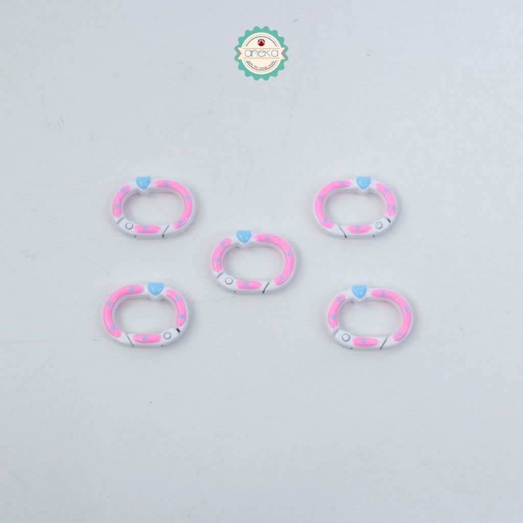 ANEKA - [5PCS] Kait Carabiner Oval Motif Polkadot Warna / Oval Ring Clasp Spring Gate Keychain Premium