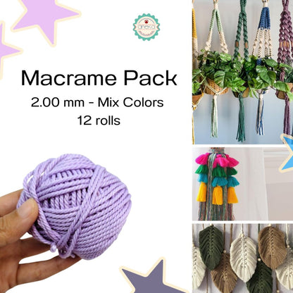 ANEKA - [12 PCS] Benang Rajut Macrame Pack Mix Colors / Makrame Yarn DIY