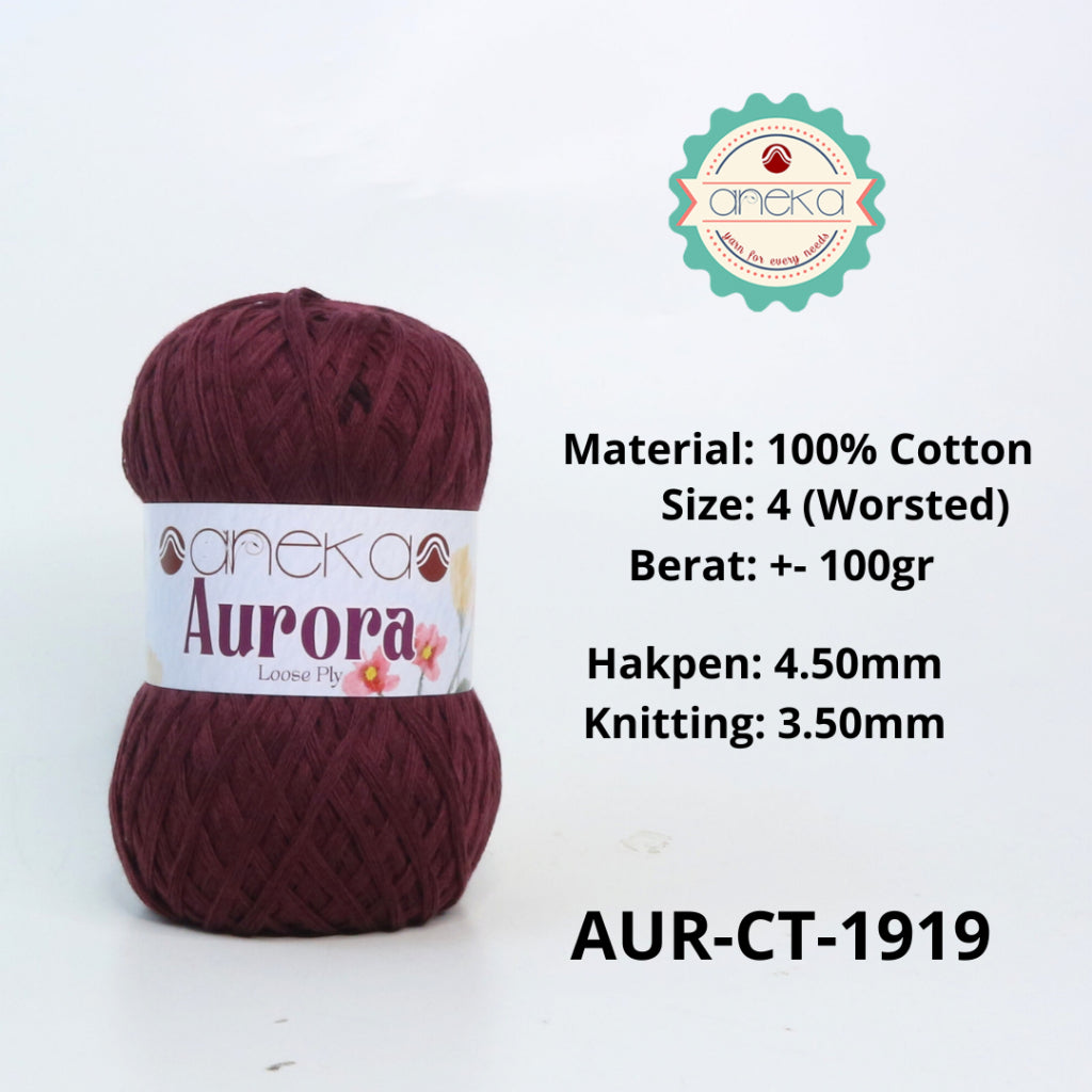 KATALOG - Benang Rajut Knitting Aurora Katun / Single Color Loose Ply Crochet Yarn