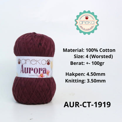 KATALOG - Benang Rajut Knitting Aurora Katun / Single Color Loose Ply Crochet Yarn