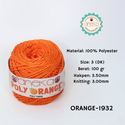 KATALOG - Benang Rajut Poly Orange / PolyThick / Polyester Crochet Knitting Yarn