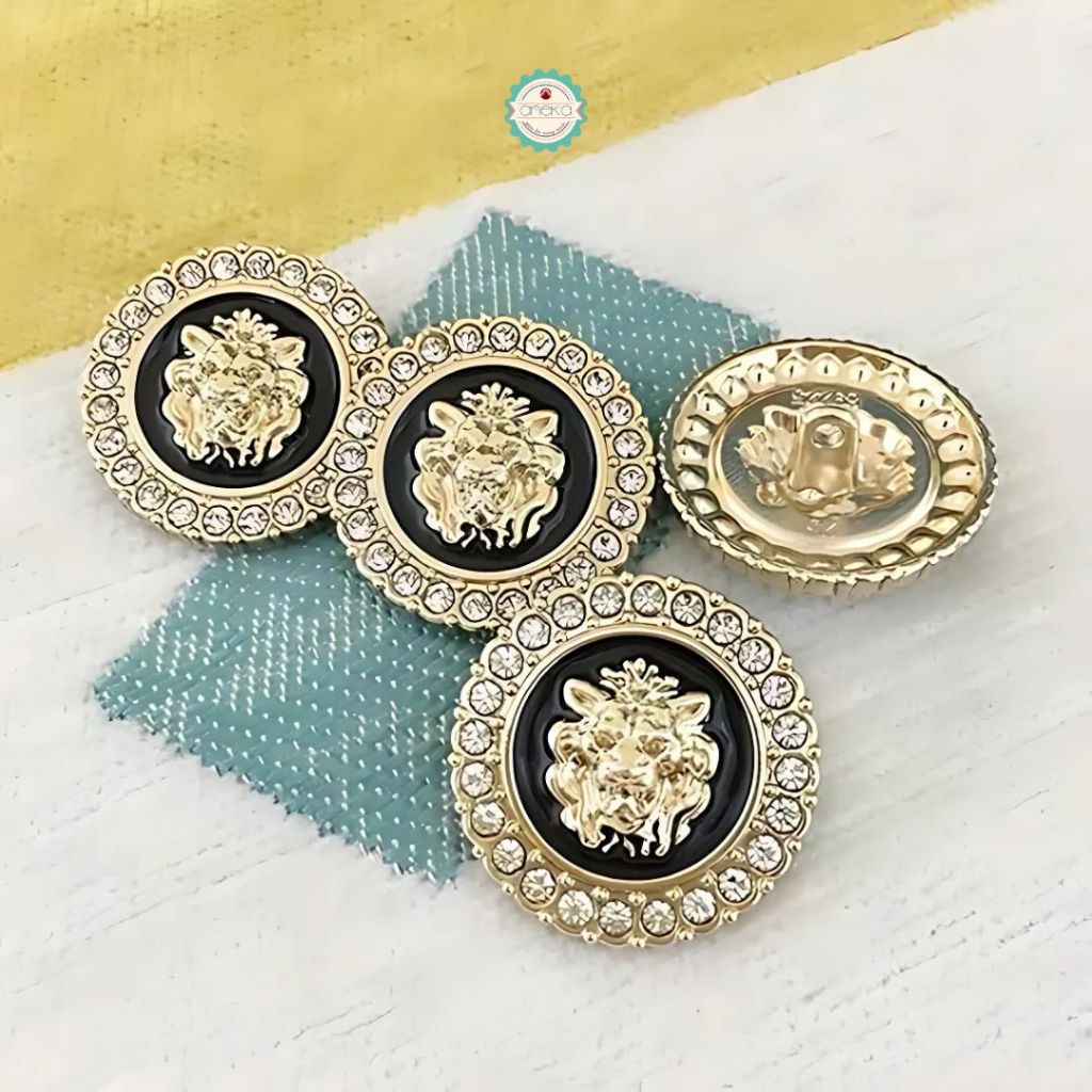 ANEKA - [5PCS] Kancing Baju Corak Singa Mewah /  Diamond Button Lion Shape Elegant Premium