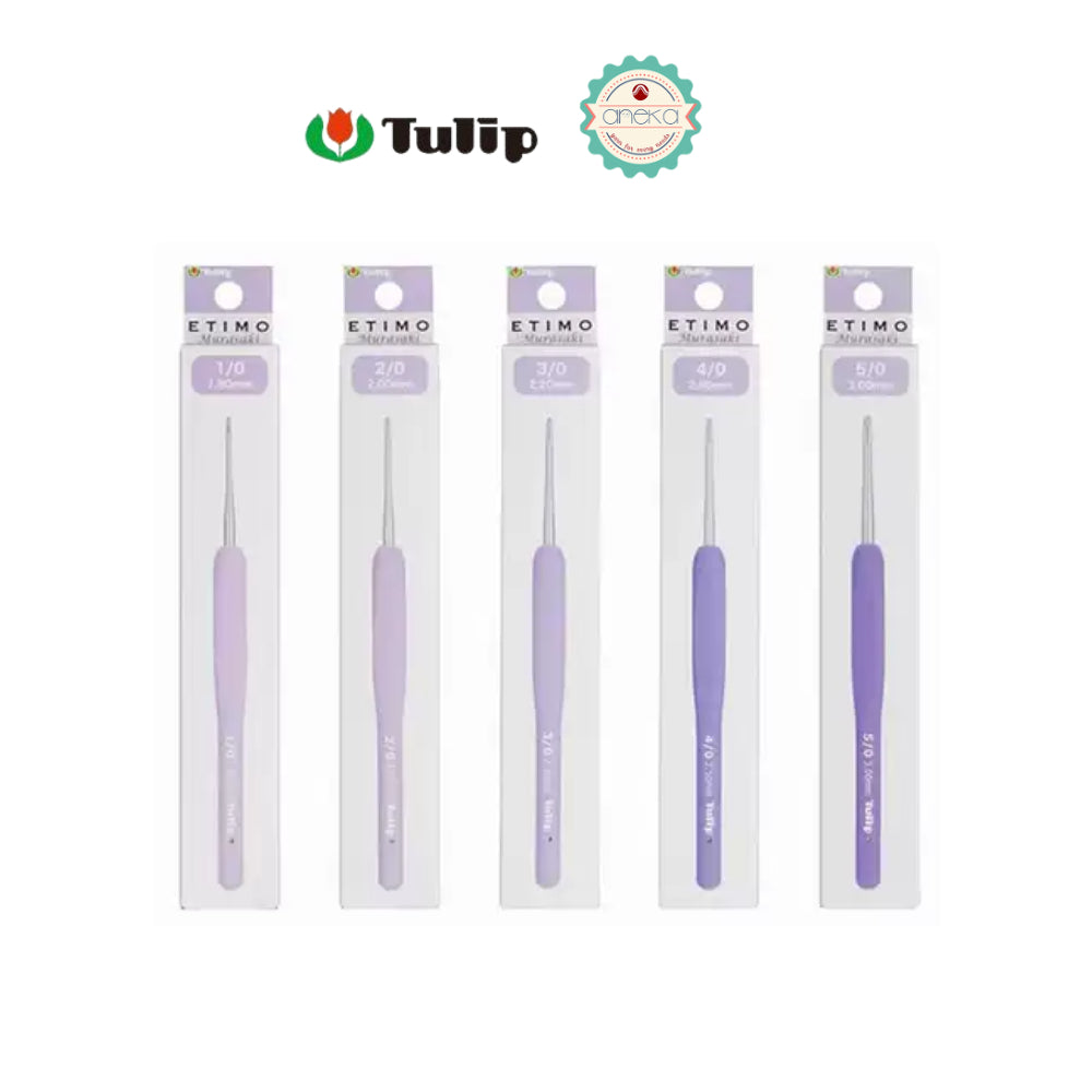 TULIP - [PCS] Alat Rajut Hakpen Etimo Murasaki /  Lavender Crochet Hook with Cushion Grip
