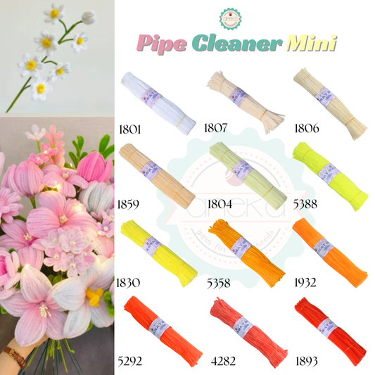 KATALOG - [Isi 100 PCS] Kawat Bulu Mini Mercy PREMIUM / Tangkai Chenille Pastel / Pipe Cleaner DIY Bouquet