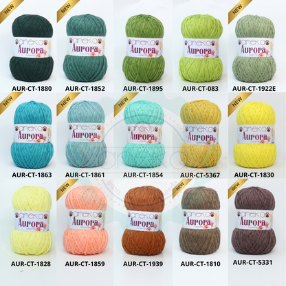 KATALOG - Benang Rajut Knitting Aurora Katun / Single Color Loose Ply Crochet Yarn