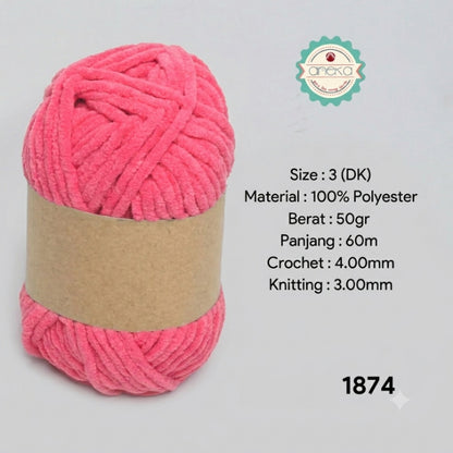KATALOG - [GRADE B] Benang Rajut Mini Chenille / Crochet Knitting Yarn