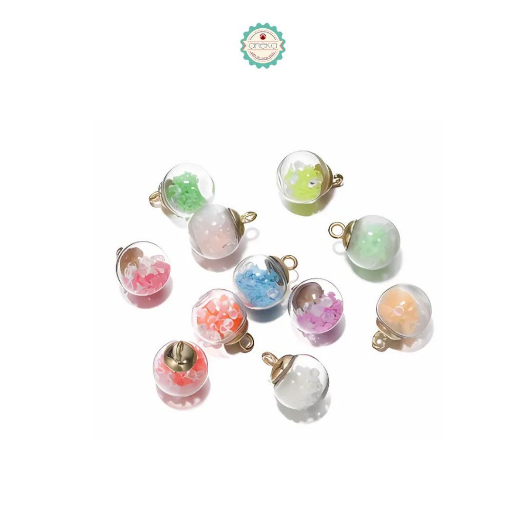 ANEKA - [5PCS] Charm Bola Kristal / Liontin / Pendant /  Luminous Transparent Glass Ball DIY Accesories