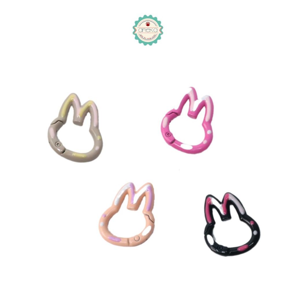 ANEKA - [5PCS] Kait Carabiner Bentuk Kelinci Polkadot / Keychain Rabbit Colorfull