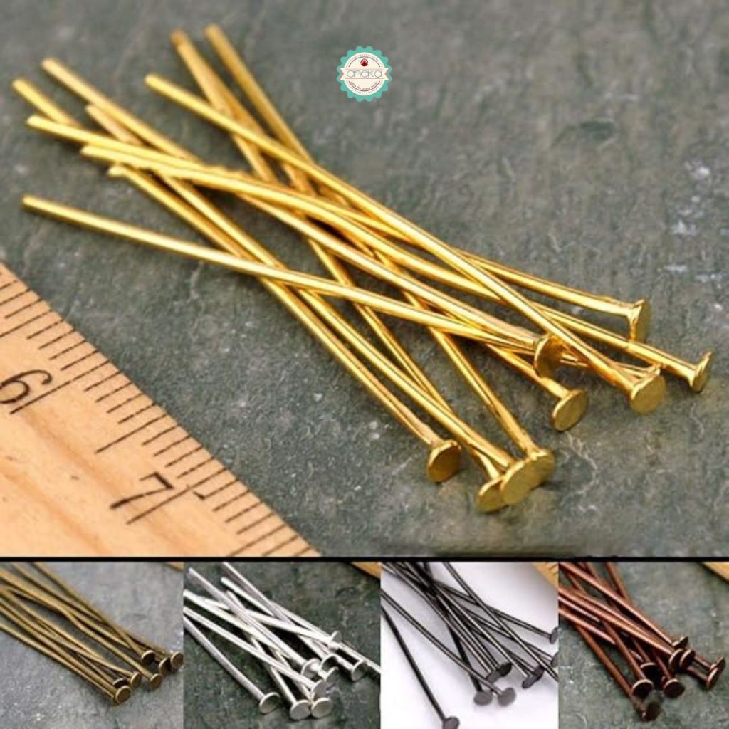 ANEKA - [17gr / +-100PCS] Paku T  Ujung Mati Headpin /  Flat Pins Jewellery Making