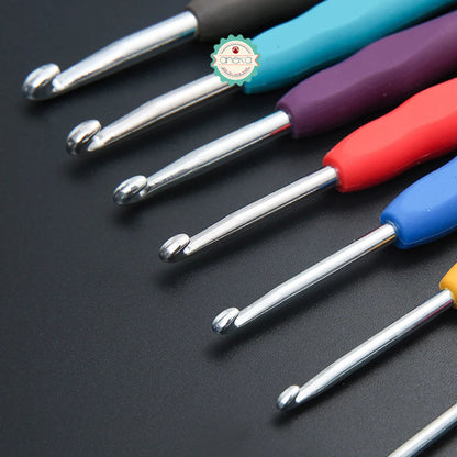ANEKA - Alat Rajut Hakpen Set Gagang Karet Case Pink / Crochet Hook