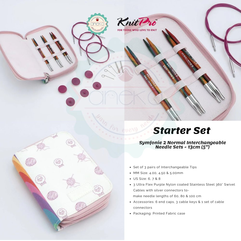 KNITPRO - Symfonie 2 Normal Interchangeable Needle Sets - 13cm (5”) / Alat Rajut Knitting