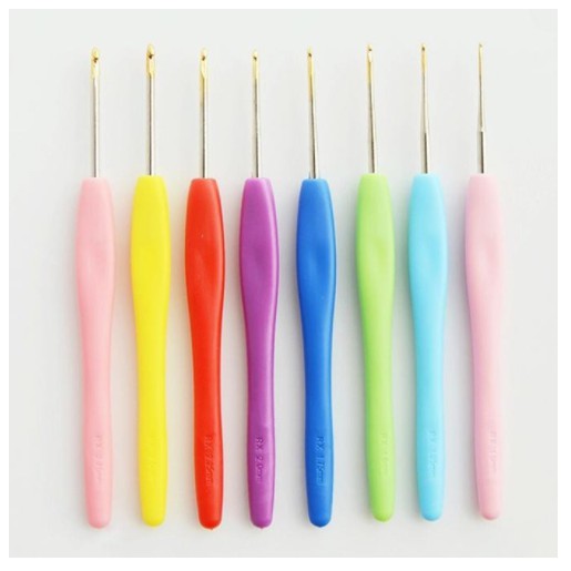 AnekaBenang - Aluminum Hakpen Soft Candy Plastic Handle - Set (Alu Crochet Hook Handle)