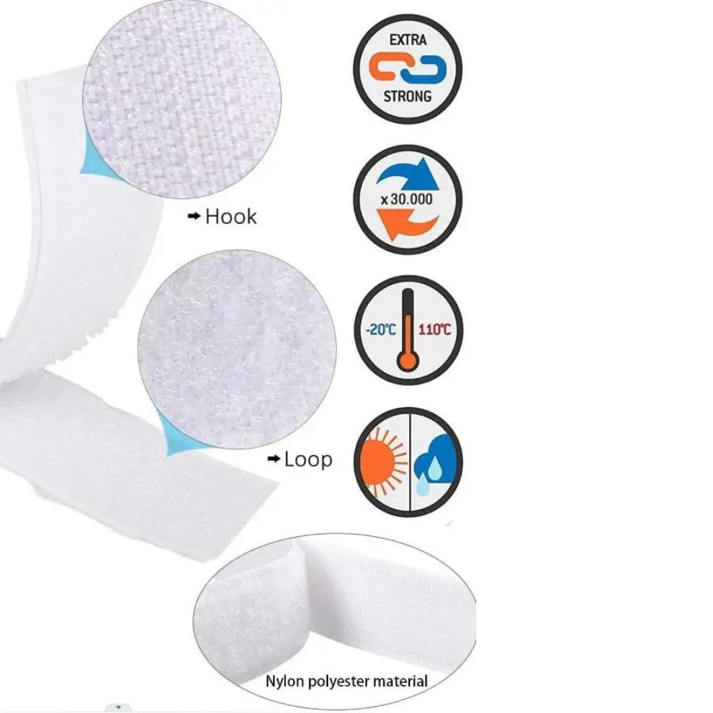 KATALOG - [25 YARD] Perekat Velcro Hook and Loop / Perepet / Magic Tape Sticky Strips Reusable Fastener Roll Strips Sewing