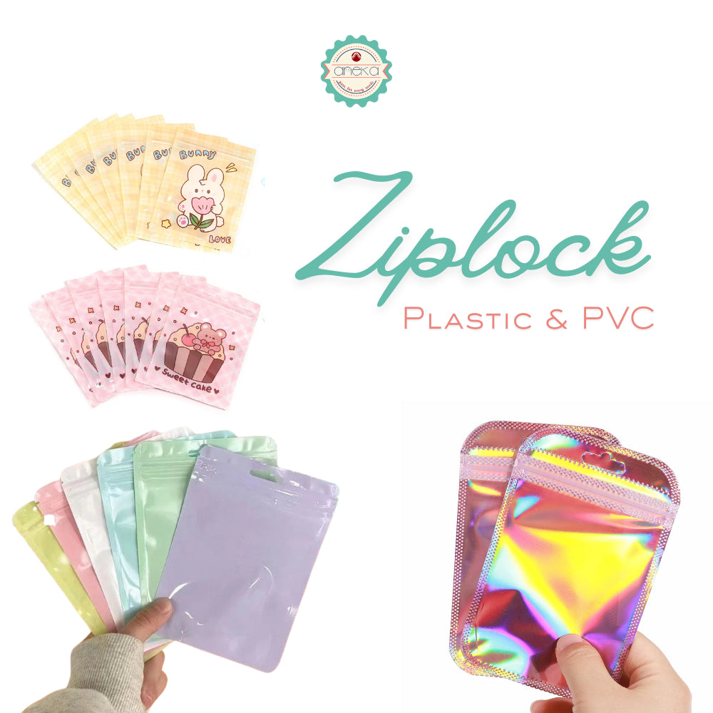 KATALOG - [10 PCS] Plastik Ziplock / Plastic Hologram / Karakter Lucu Kartun / Pastel / PVC / Cute Character