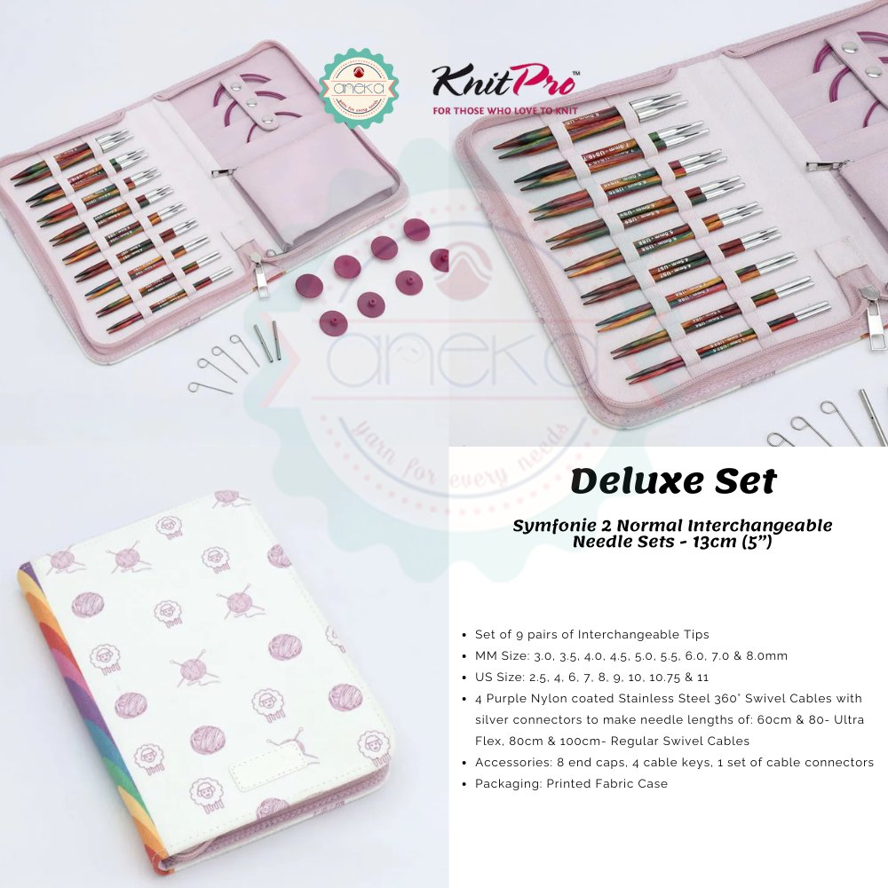 KNITPRO - Symfonie 2 Normal Interchangeable Needle Sets - 13cm (5”) / Alat Rajut Knitting
