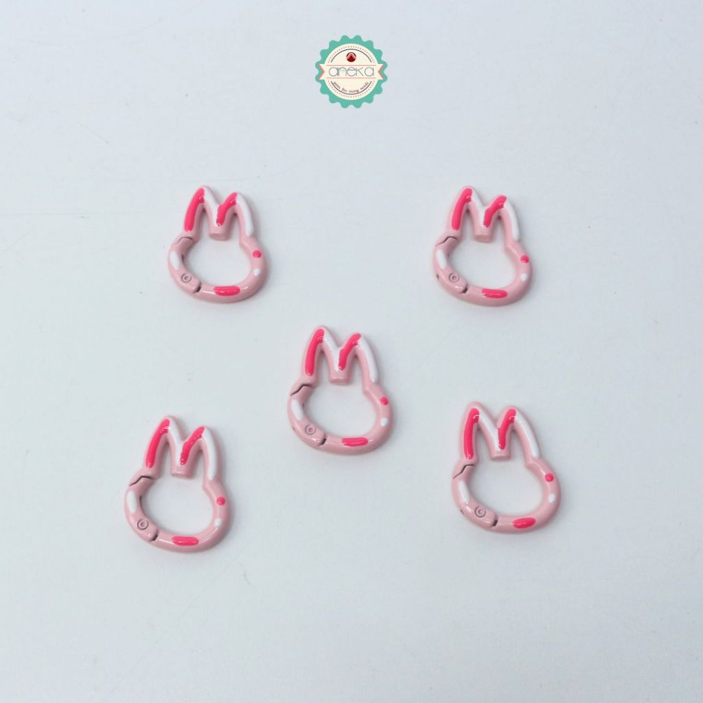 ANEKA - [5PCS] Kait Carabiner Bentuk Kelinci Polkadot / Keychain Rabbit Colorfull